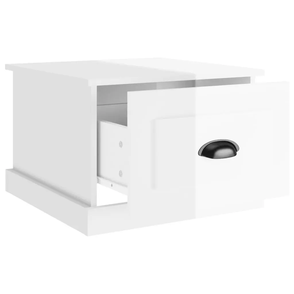 High Gloss White Coffee Table with Drawer Storage