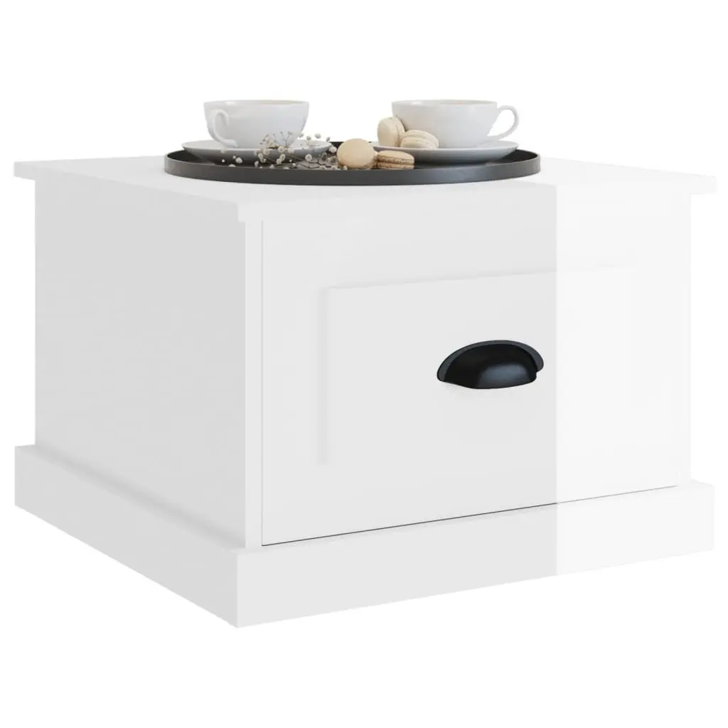 High Gloss White Coffee Table with Drawer Storage