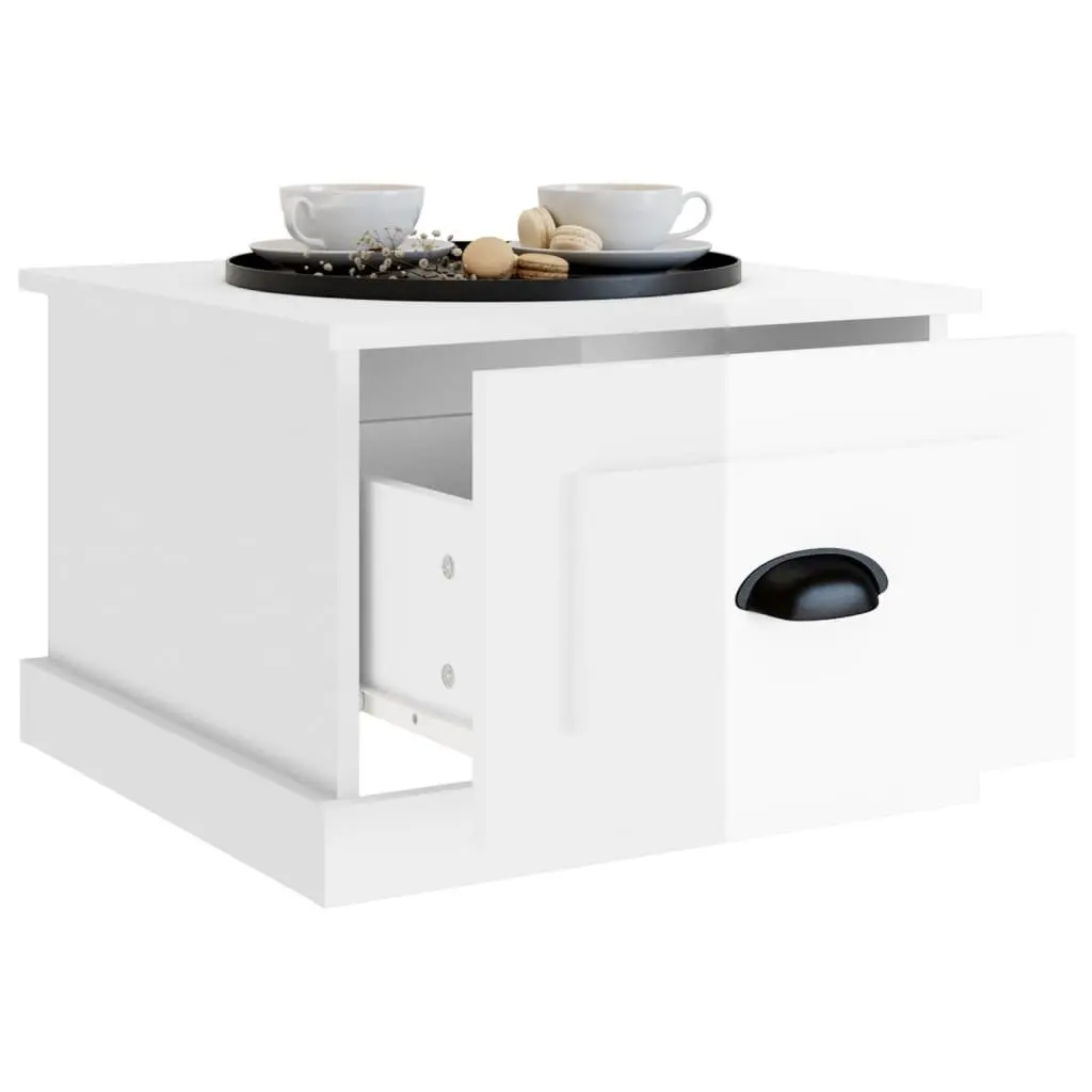 High Gloss White Coffee Table with Drawer Storage