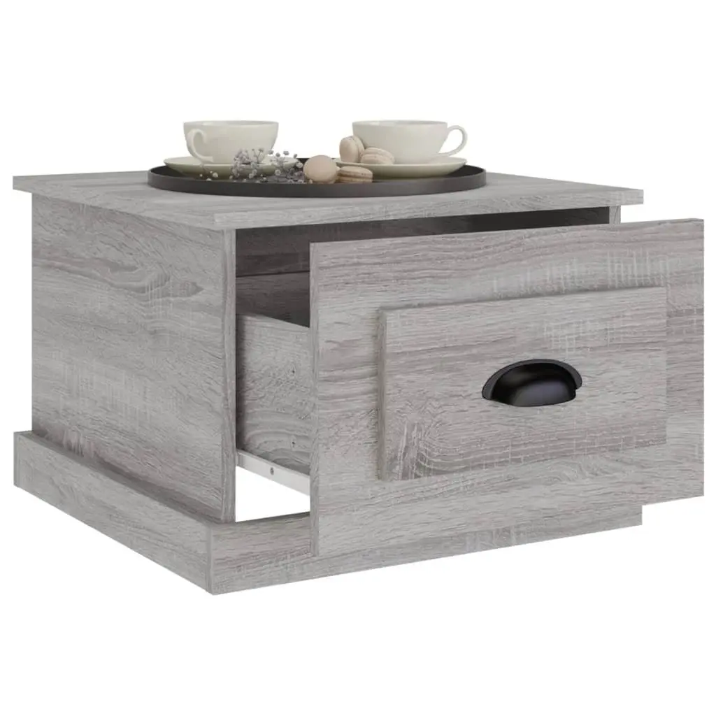 Coffee Table Engineered Wood 50x50x35 cm Grey Sonoma with Storage Drawer
