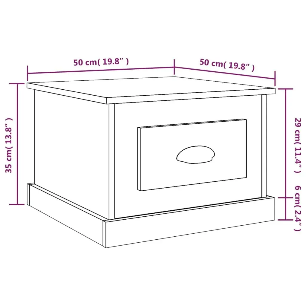 Coffee Table Engineered Wood 50x50x35 cm Grey Sonoma with Storage Drawer