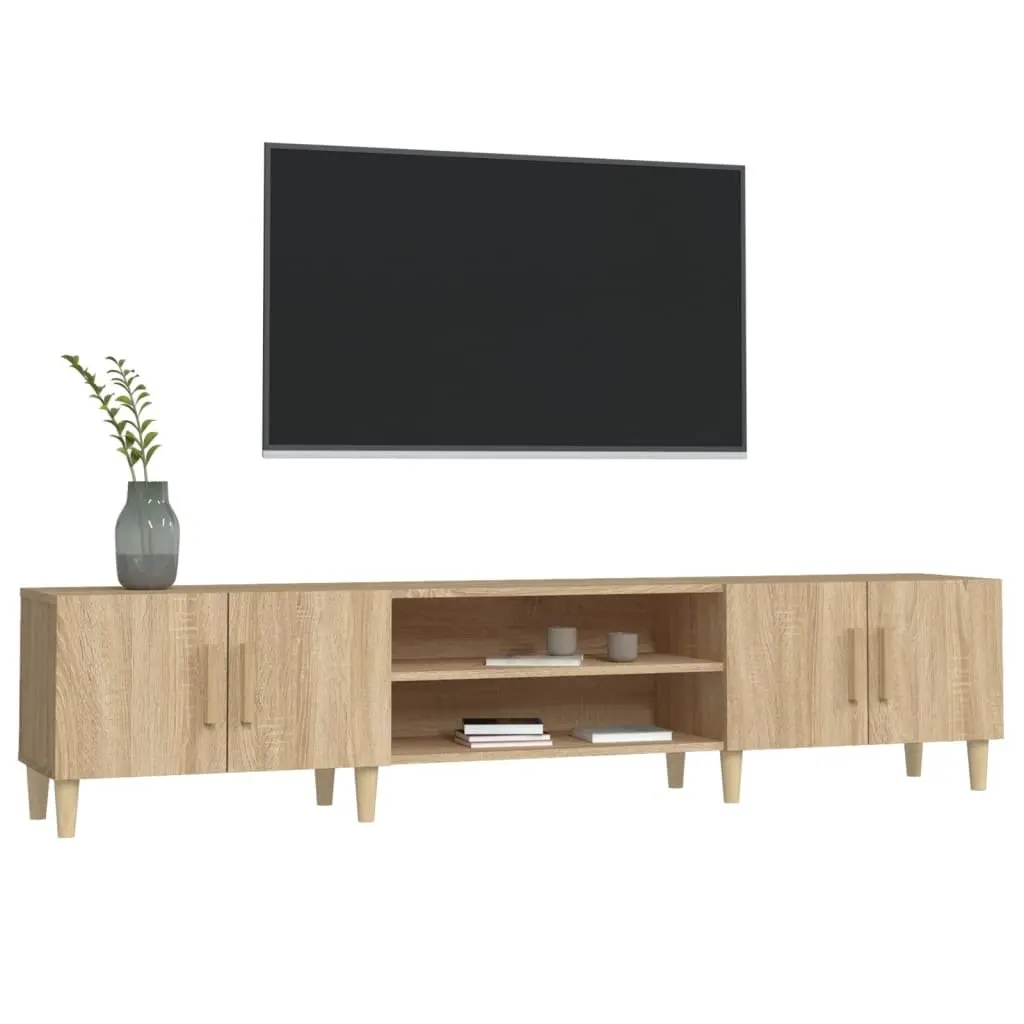 TV Cabinet Engineered Wood Brown 180 x 31.5 x 40 cm Media Unit Storage Doors Compartments Furniture