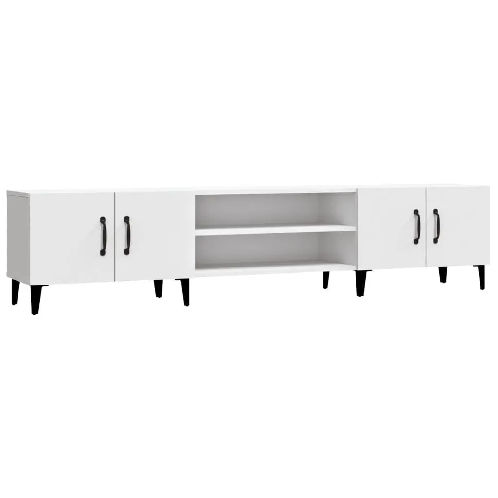 TV Cabinet Engineered Wood 180cm White 4 Door 4 Compartment