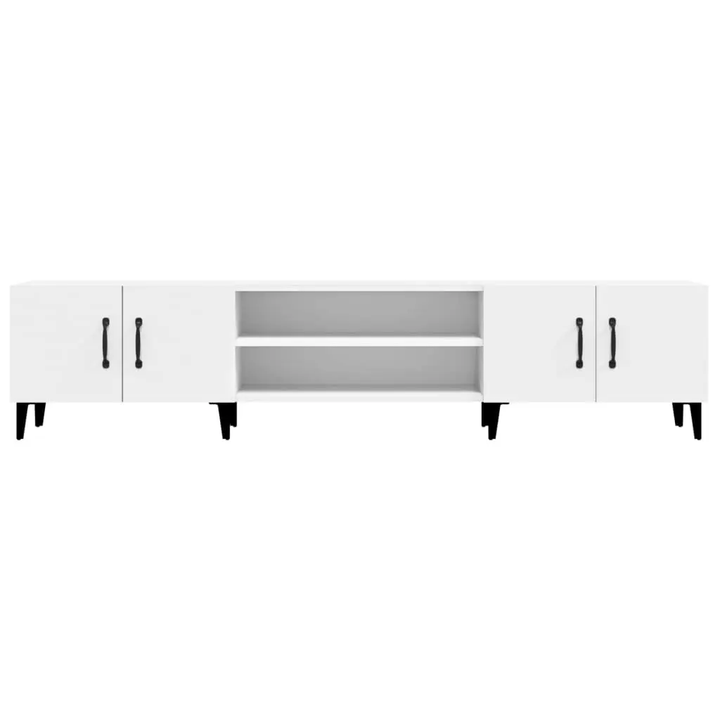 TV Cabinet Engineered Wood 180cm White 4 Door 4 Compartment