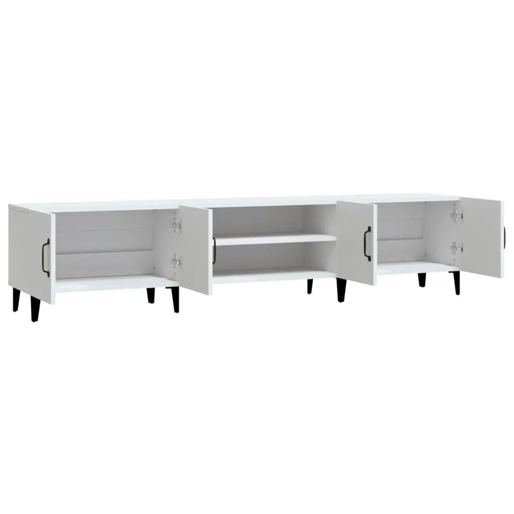 TV Cabinet Engineered Wood 180cm White 4 Door 4 Compartment