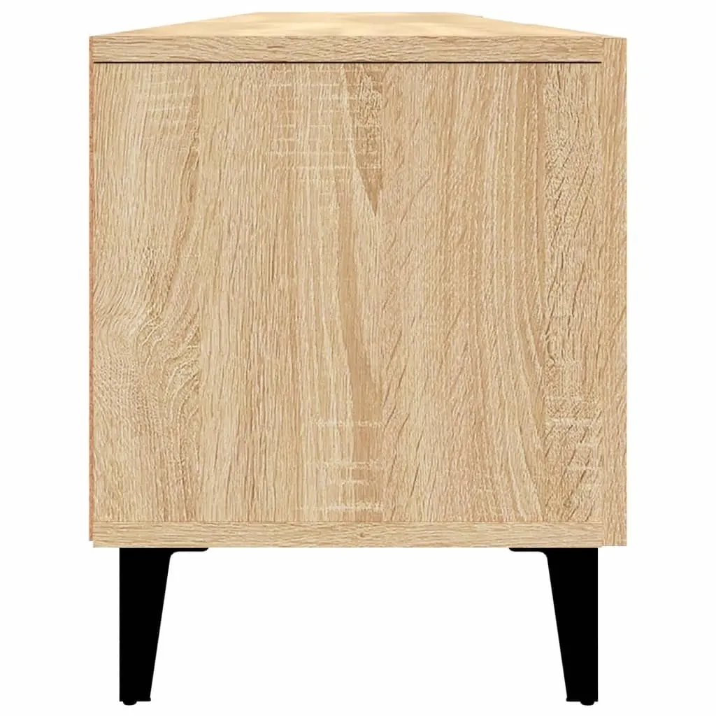TV Cabinet Storage Unit Engineered Wood Brown with 4 Doors and 4 Compartments for Living Room Display