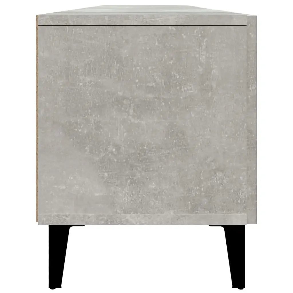 TV Cabinet Engineered Wood Grey 4 Door 4 Compartment Storage Unit