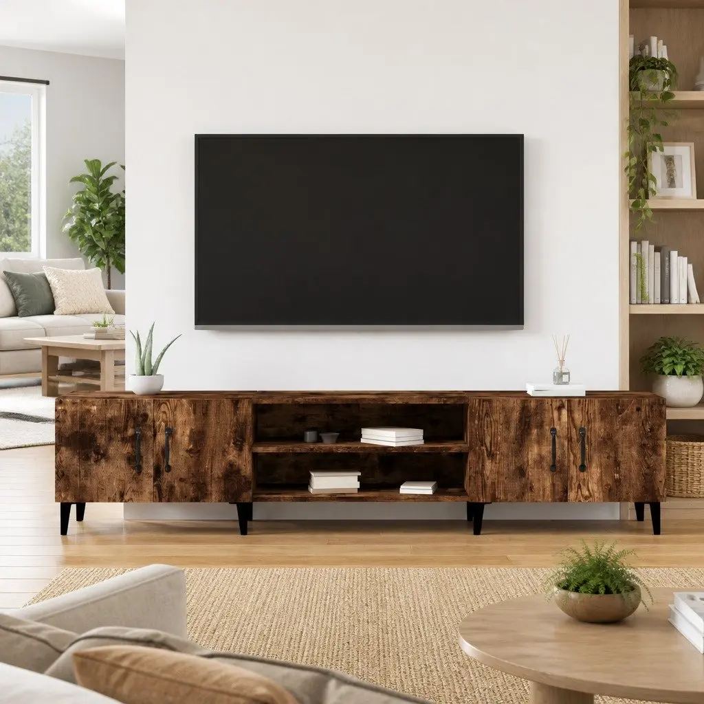 TV Cabinet Engineered Wood 180x31.5x40 cm Brown Storage Unit with Doors