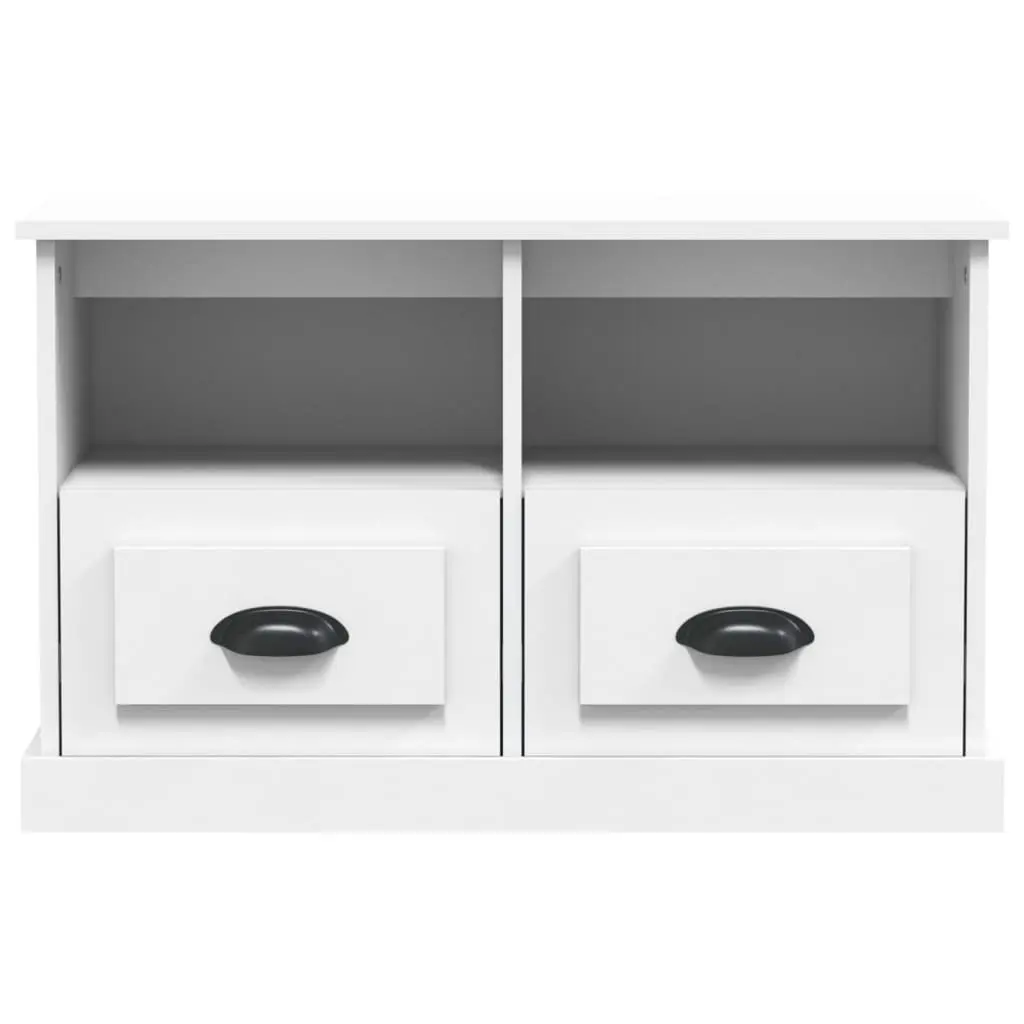 White TV Cabinet Engineered Wood 80x35x50 cm Storage Unit with Open Compartments and Drawers