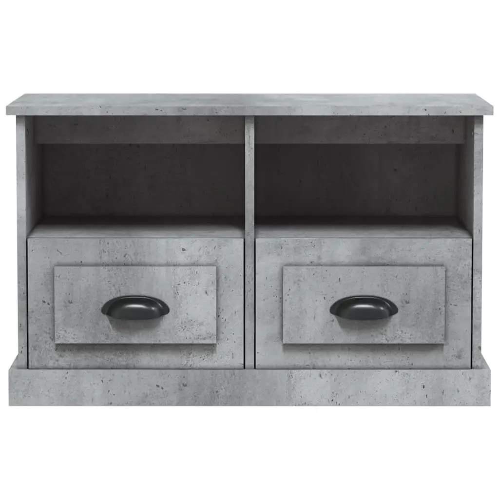 Grey Engineered Wood TV Cabinet with 2 Drawers and Open Compartments for Organized Storage