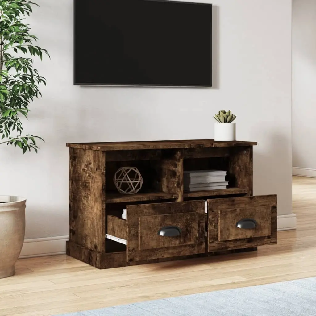 TV Cabinet with Drawers and Open Compartments Brown Engineered Wood Storage Unit