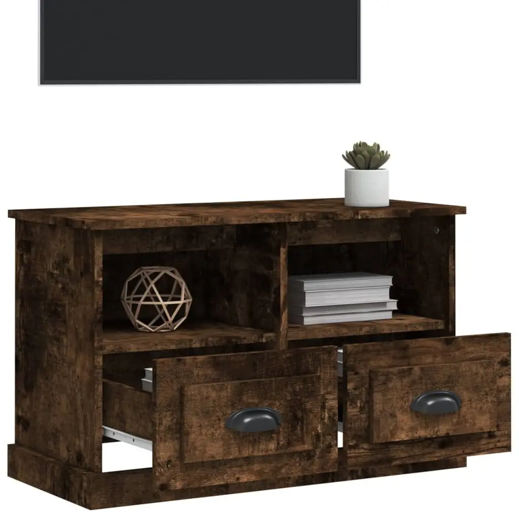 TV Cabinet with Drawers and Open Compartments Brown Engineered Wood Storage Unit