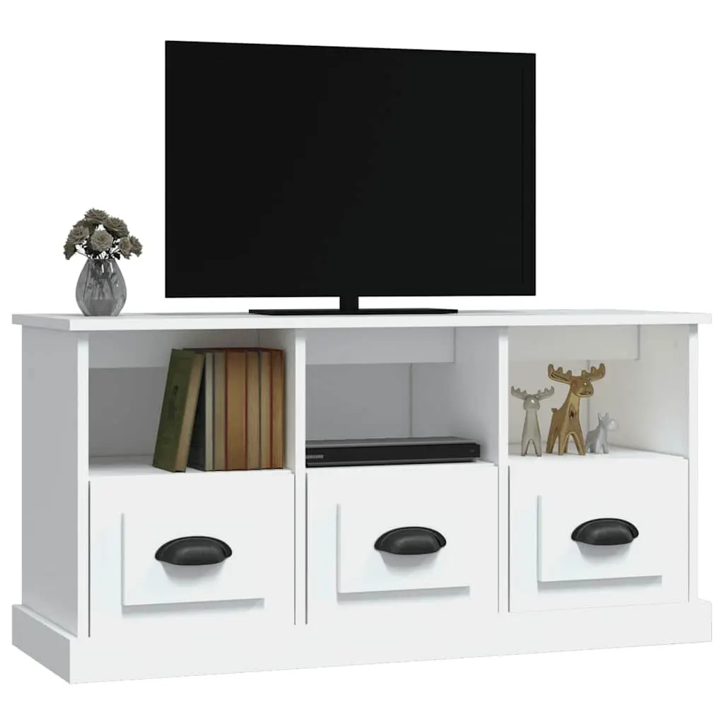TV Cabinet White 100x35x50 cm Storage Unit with Drawers Open Compartments