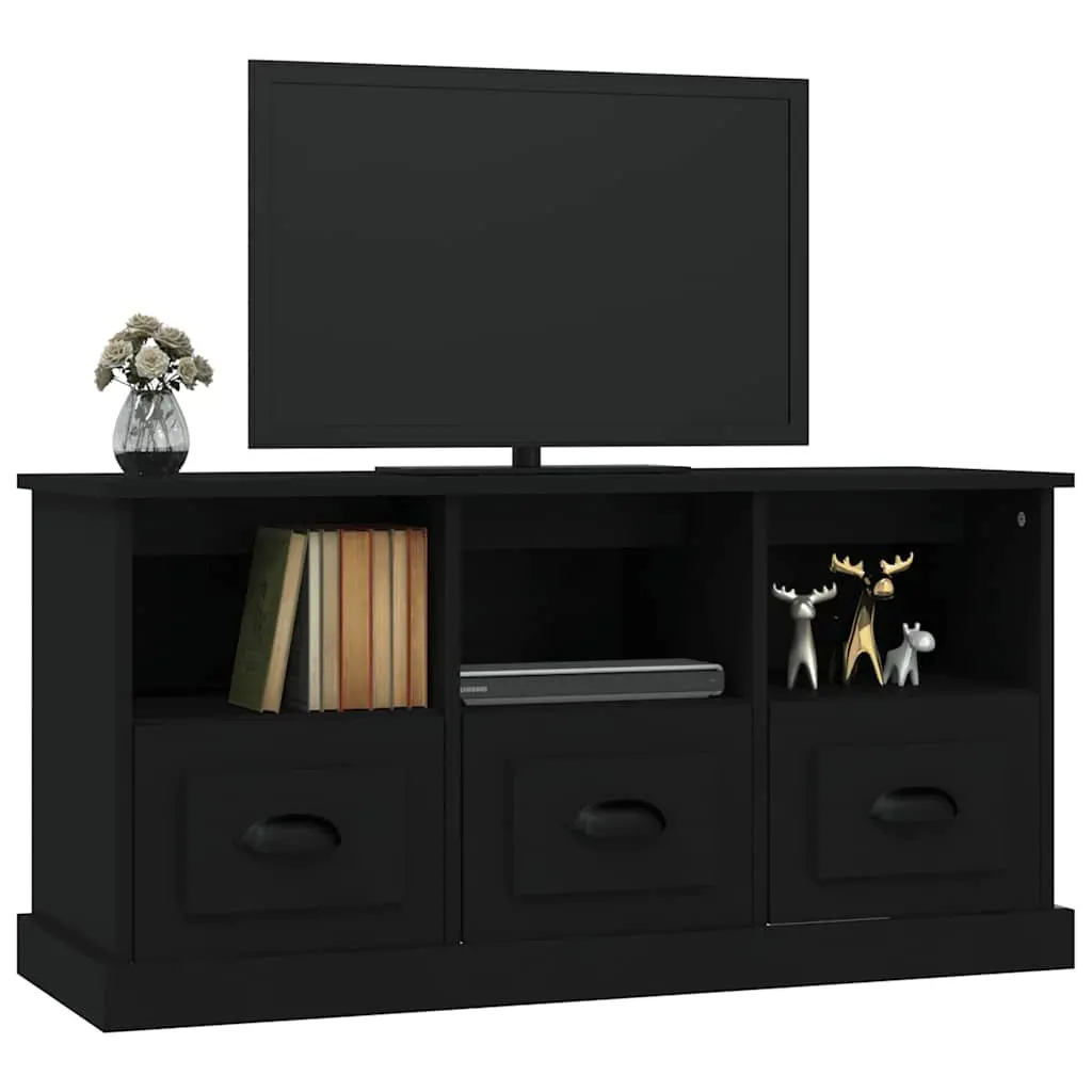 Black TV Unit for Organized Living Room Space