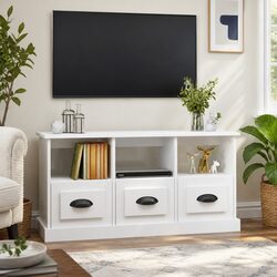 Functional White TV Cabinet for Organized Entertainment