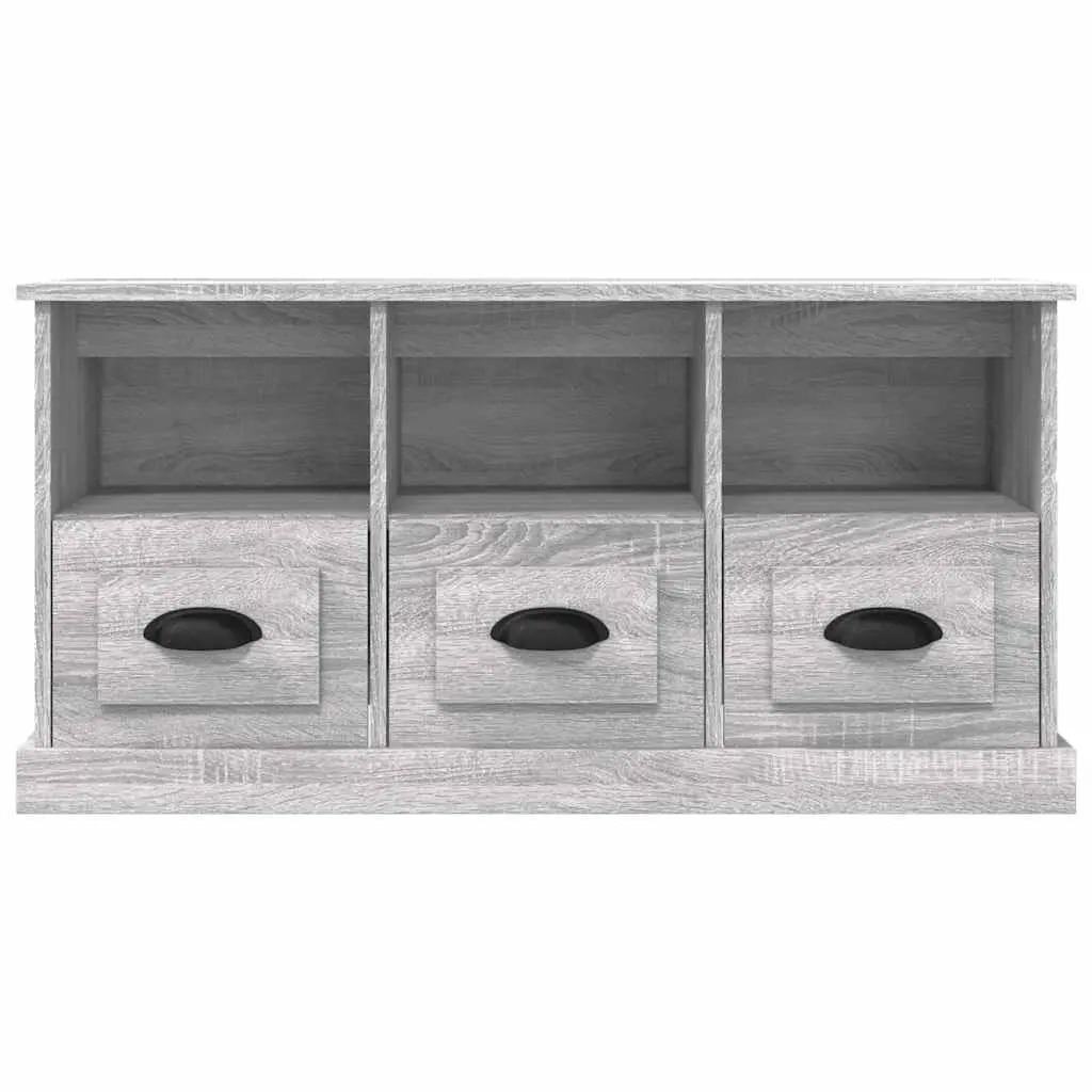 TV Stand Storage Unit Engineered Wood Grey Sonoma with 3 Drawers and 3 Open Compartments 100x35x50cm