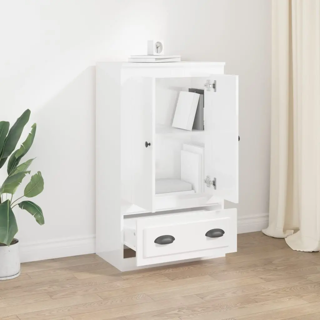 White High Gloss Highboard Storage Cabinet Sideboard Engineered Wood Furniture