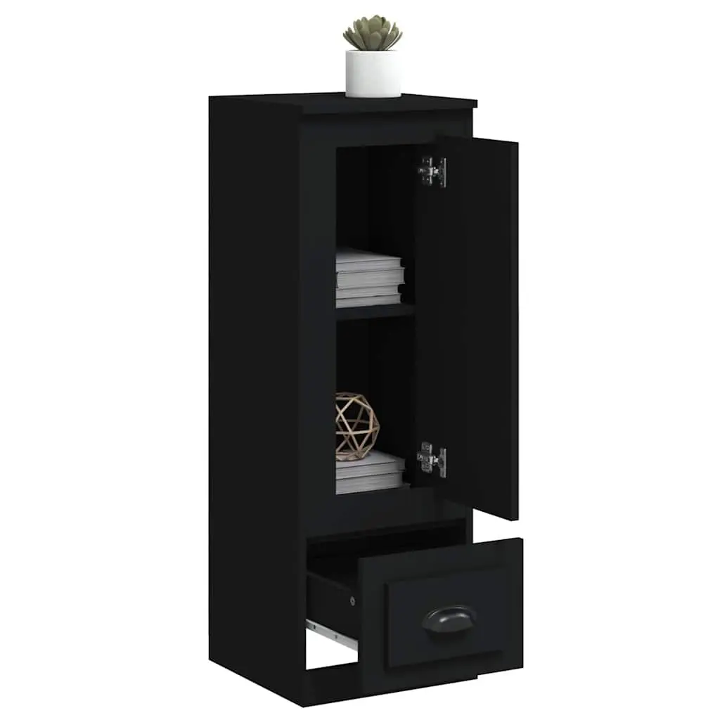 Black Highboard Sideboard Storage Cabinet Engineered Wood Buffet Furniture