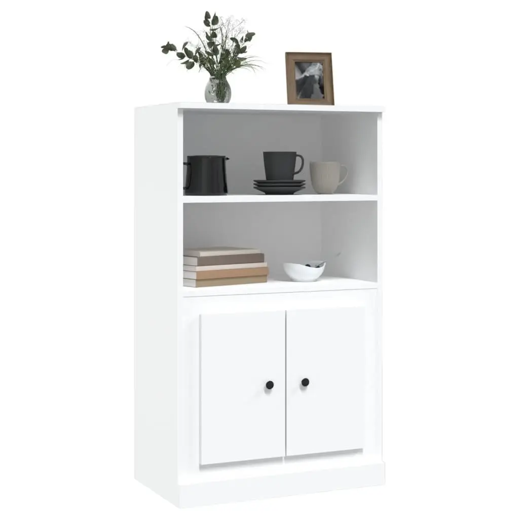White Highboard Storage Cabinet Engineered Wood Sideboard Buffet Display Unit