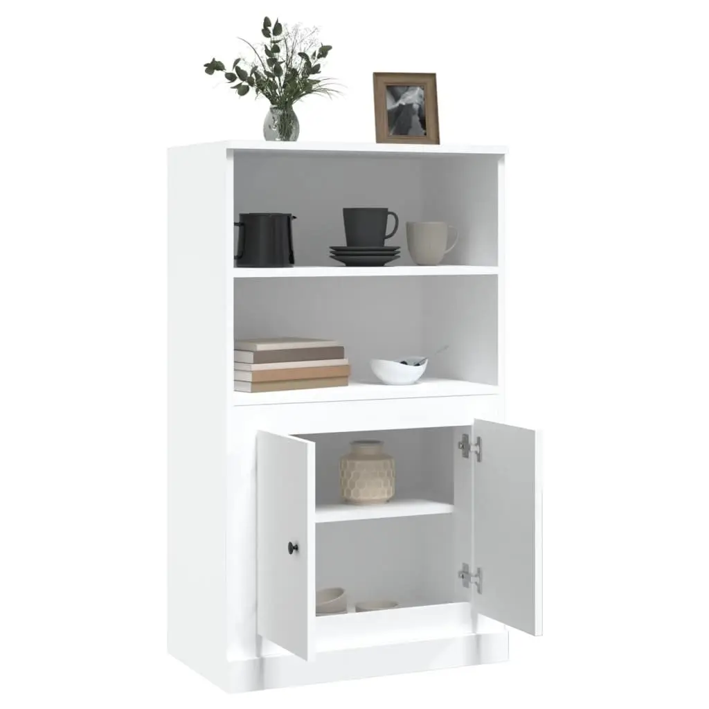 White Highboard Storage Cabinet Engineered Wood Sideboard Buffet Display Unit