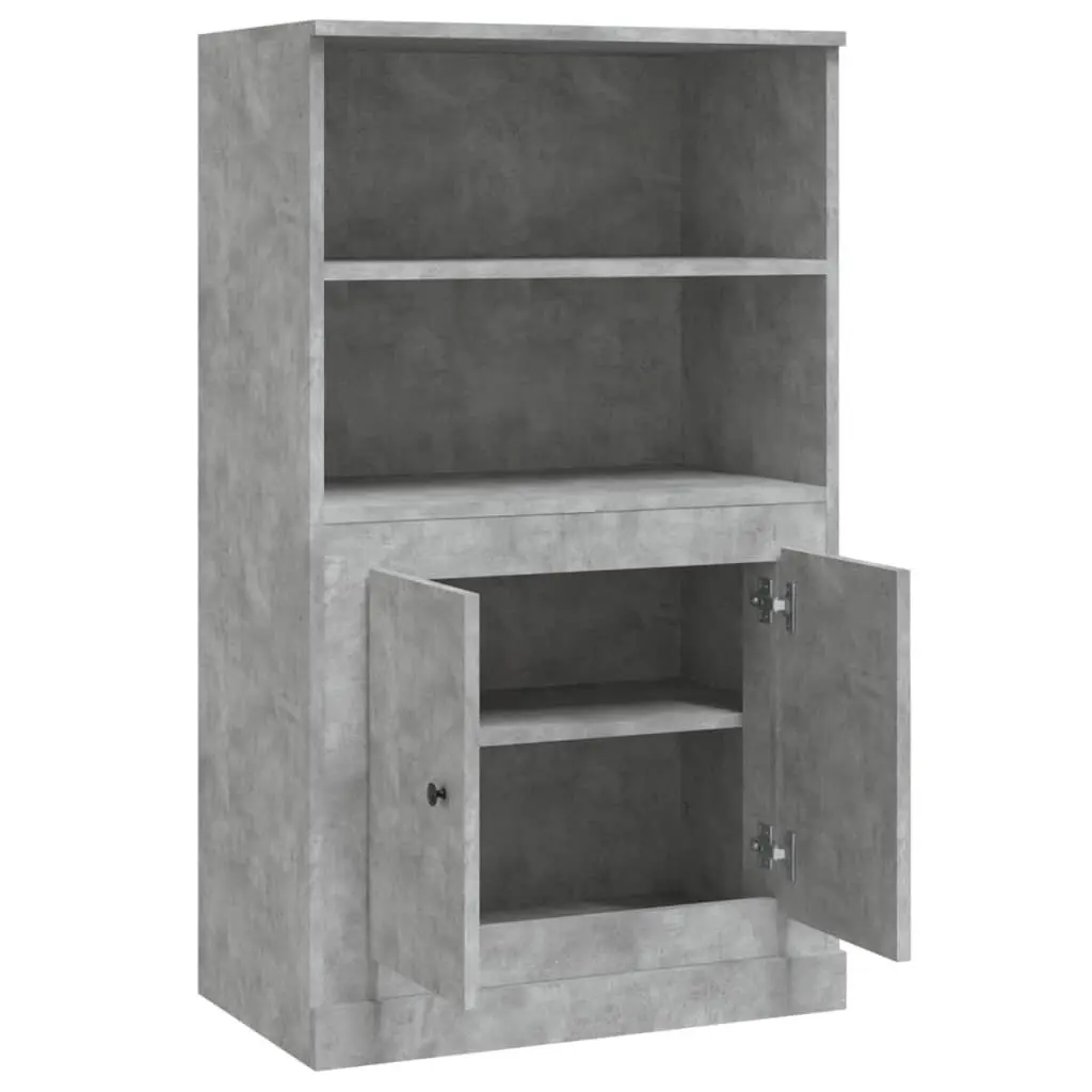 Grey Highboard Sideboard Storage Cabinet Engineered Wood 60x35.5x103.5 cm