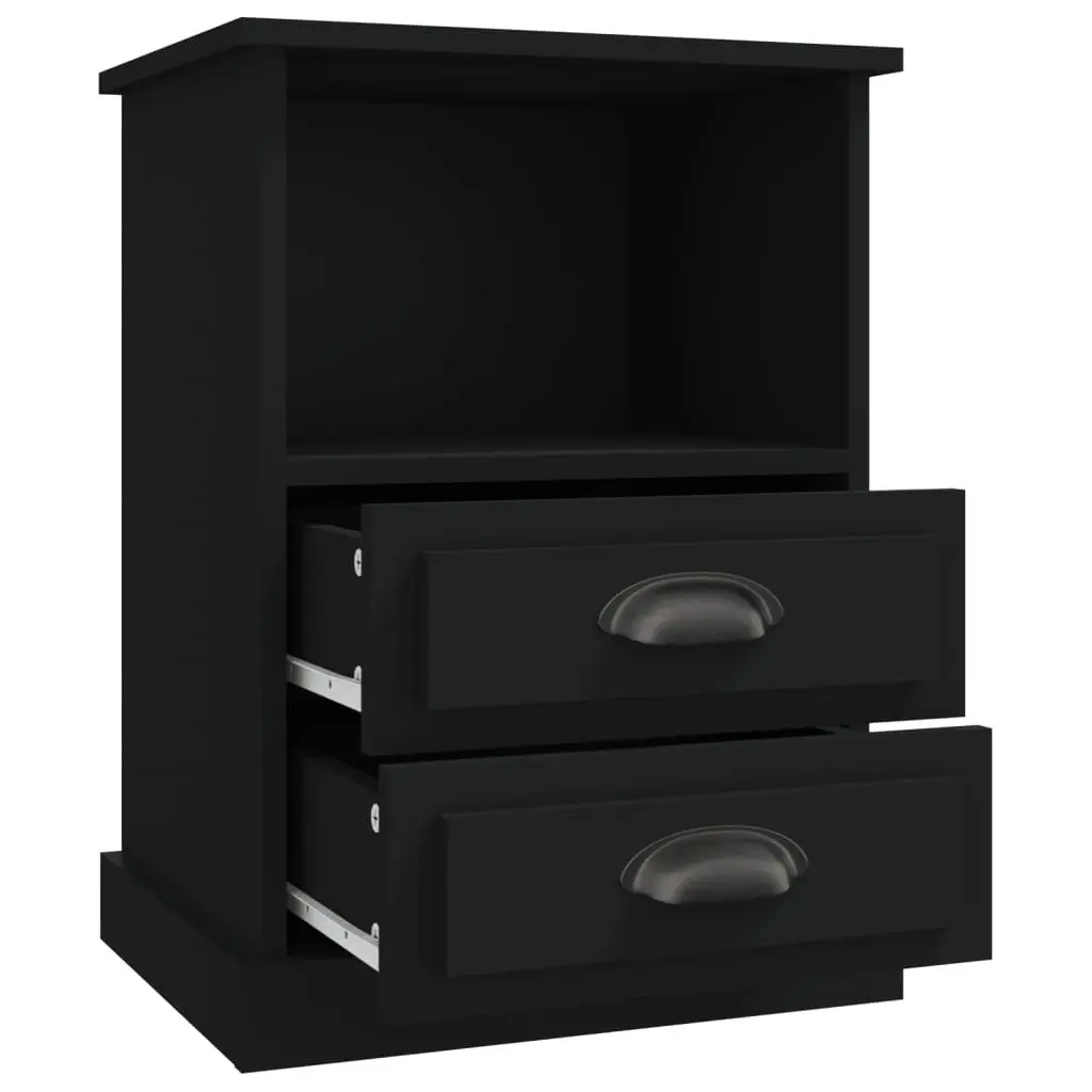Bedside Cabinets 2 pcs Black 43x36x60 cm Nightstand Drawers Storage
