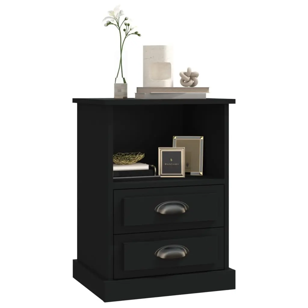 Bedside Cabinets 2 pcs Black 43x36x60 cm Nightstand Drawers Storage