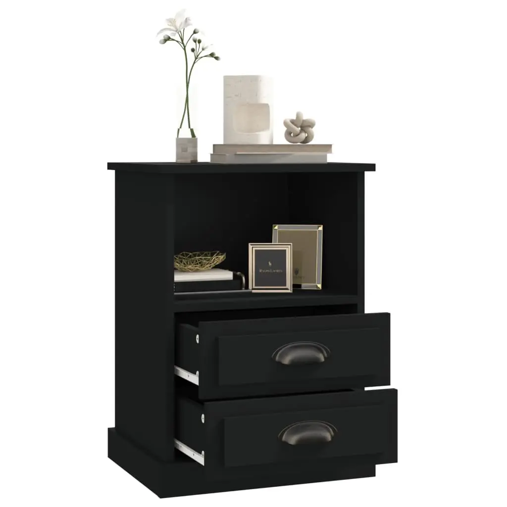 Bedside Cabinets 2 pcs Black 43x36x60 cm Nightstand Drawers Storage