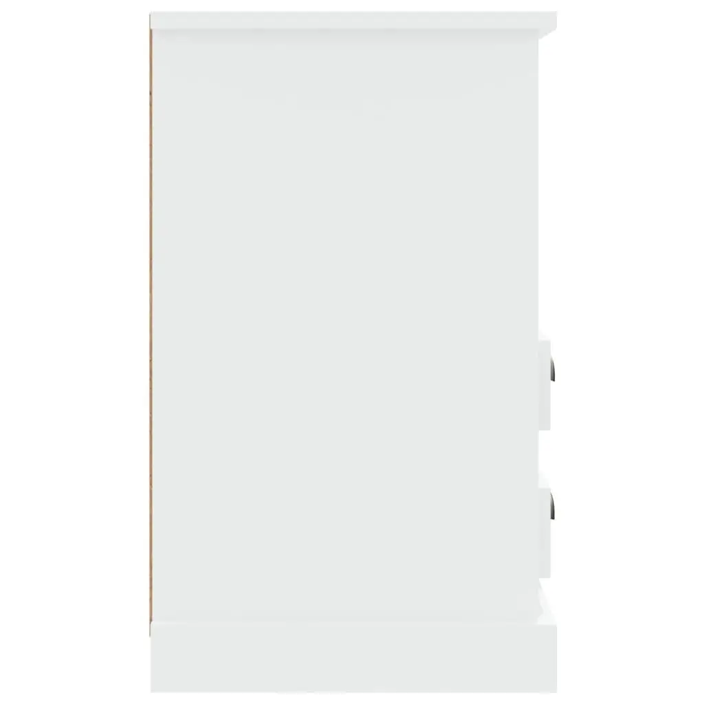 Bedside Cabinet Engineered Wood White High Gloss 2 Drawers Open Shelf