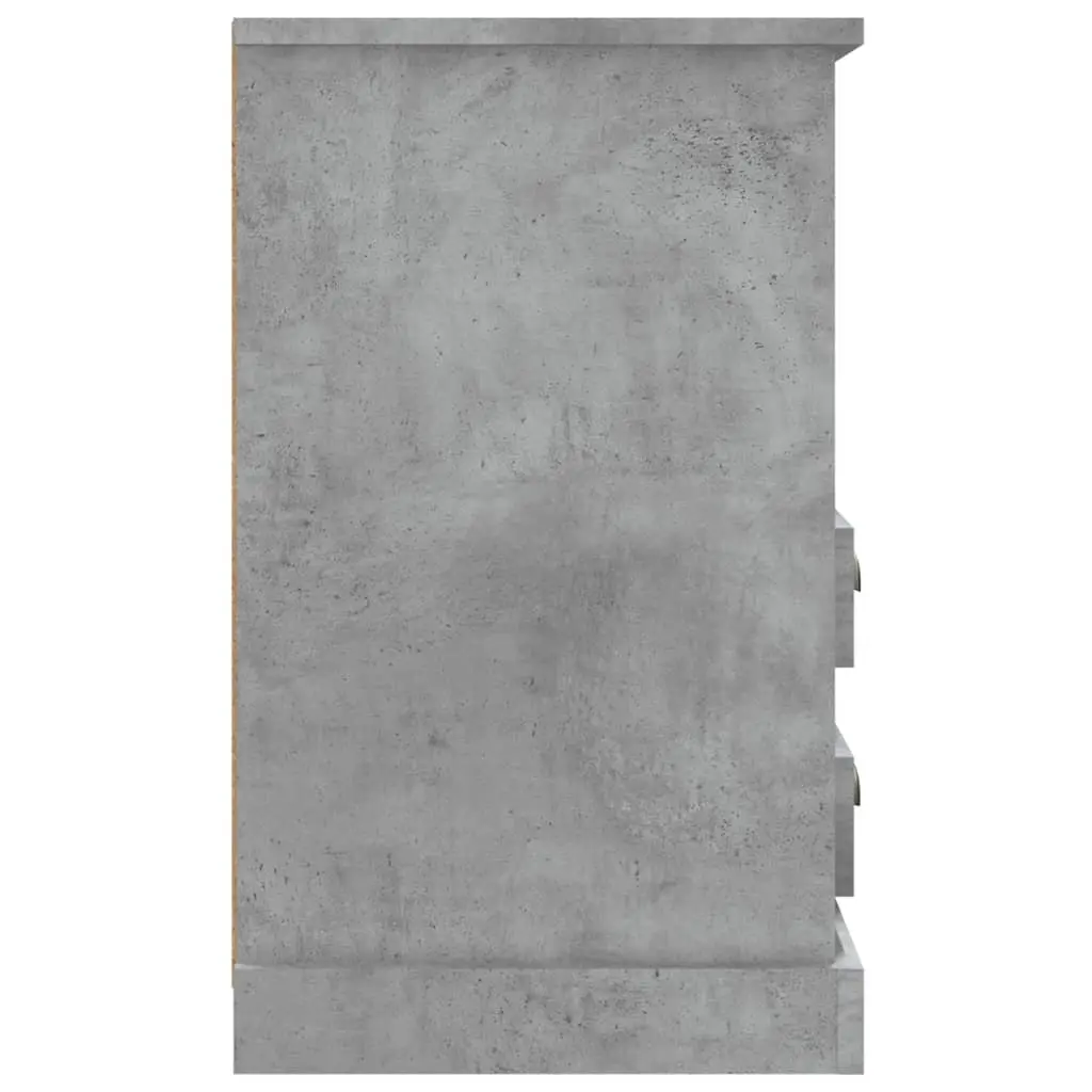 Bedside Cabinet Engineered Wood 43x36x60 cm Concrete Grey Nightstand Storage Table with 2 Drawers and 1 Open Compartment