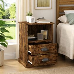 Bedside Cabinets 2 pcs Brown 43x36x60 cm Drawers Open Compartment Storage