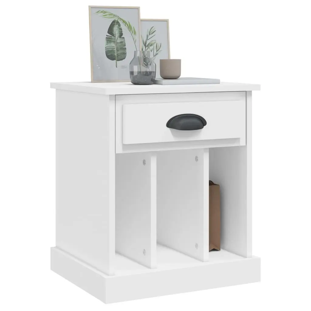 Bedside Cabinet Engineered Wood 43x36x50 cm White Drawer Storage Nightstand Side Table