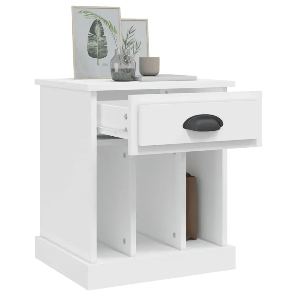 Bedside Cabinet Engineered Wood 43x36x50 cm White Drawer Storage Nightstand Side Table