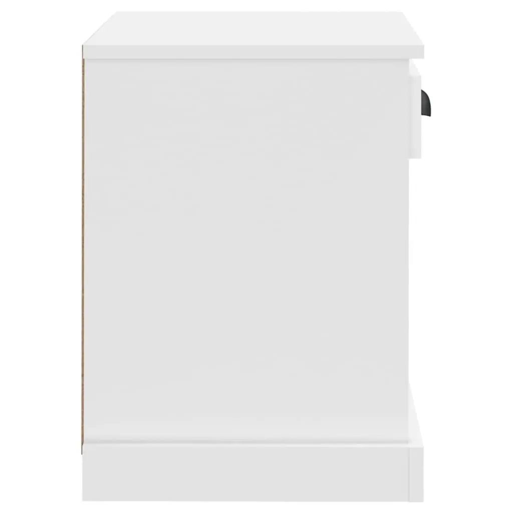 White Bedside Cabinet Engineered Wood Nightstand with Drawer and Three Storage Compartments Two Piece Set