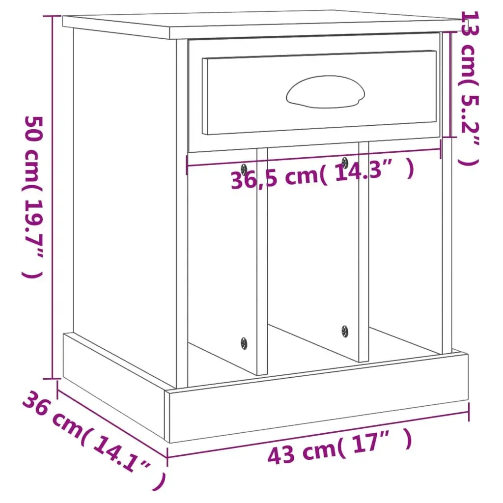 White Bedside Cabinet Engineered Wood Nightstand with Drawer and Three Storage Compartments Two Piece Set