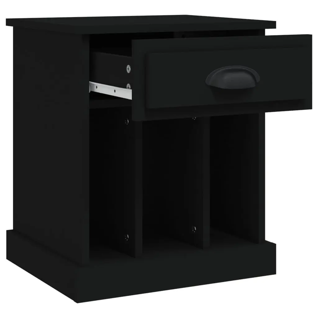Bedside Table Engineered Wood Black 43x36x50 cm Storage Drawer Compartments