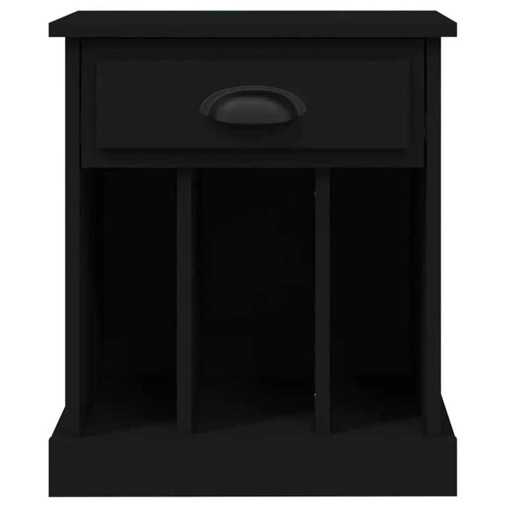 Bedside Table Engineered Wood Black 43x36x50 cm Storage Drawer Compartments