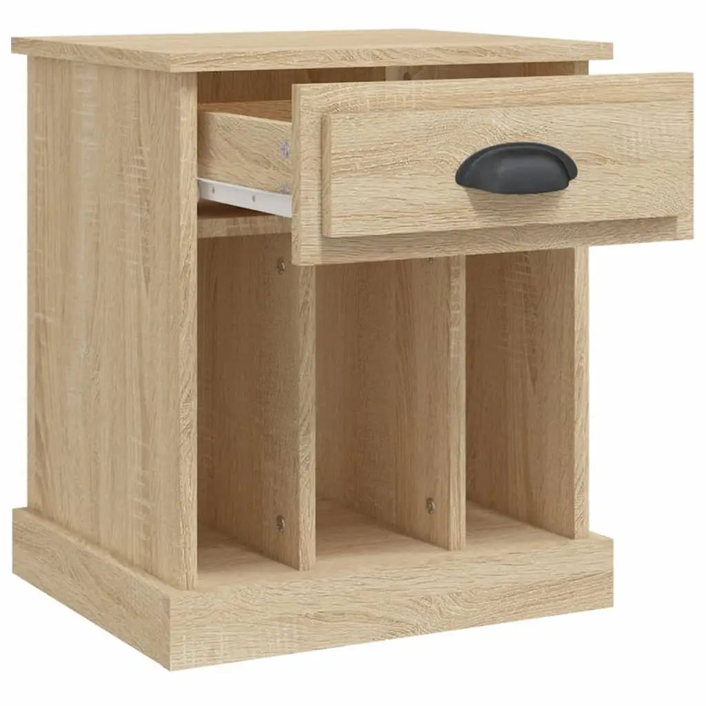 Brown Sonoma Oak Bedside Cabinets 43x36x50 cm Storage Drawer 2 Piece Set Engineered Wood Nightstand
