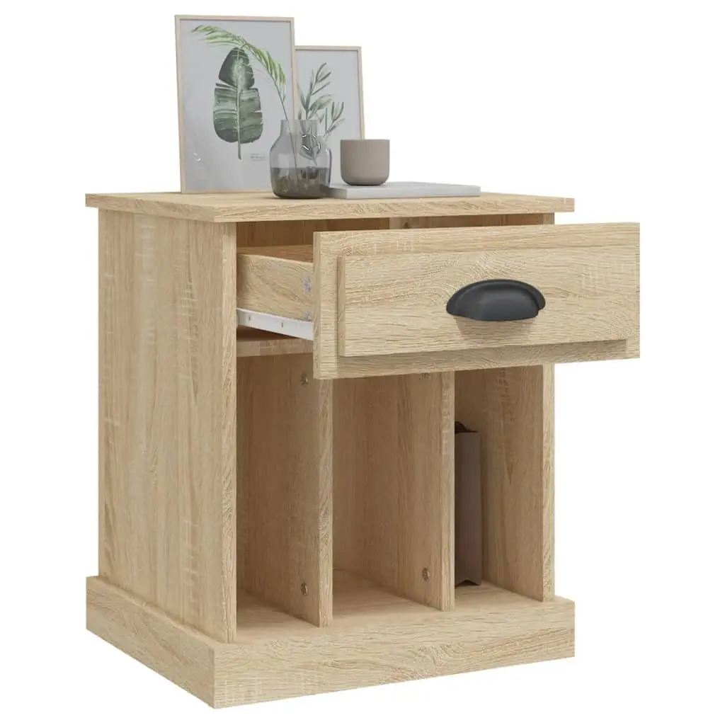 Brown Sonoma Oak Bedside Cabinets 43x36x50 cm Storage Drawer 2 Piece Set Engineered Wood Nightstand
