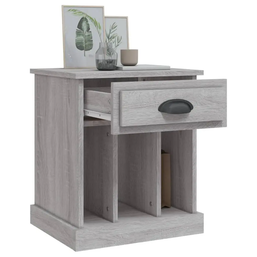 Bedside Cabinets Grey Sonoma Engineered Wood 43x36x50cm 2 Piece Drawer and Storage Compartments