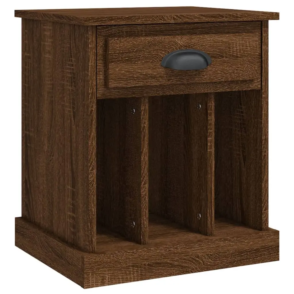 Bedside Cabinet Engineered Wood 43x36x50cm Brown Oak Nightstand Drawer Storage Compartments