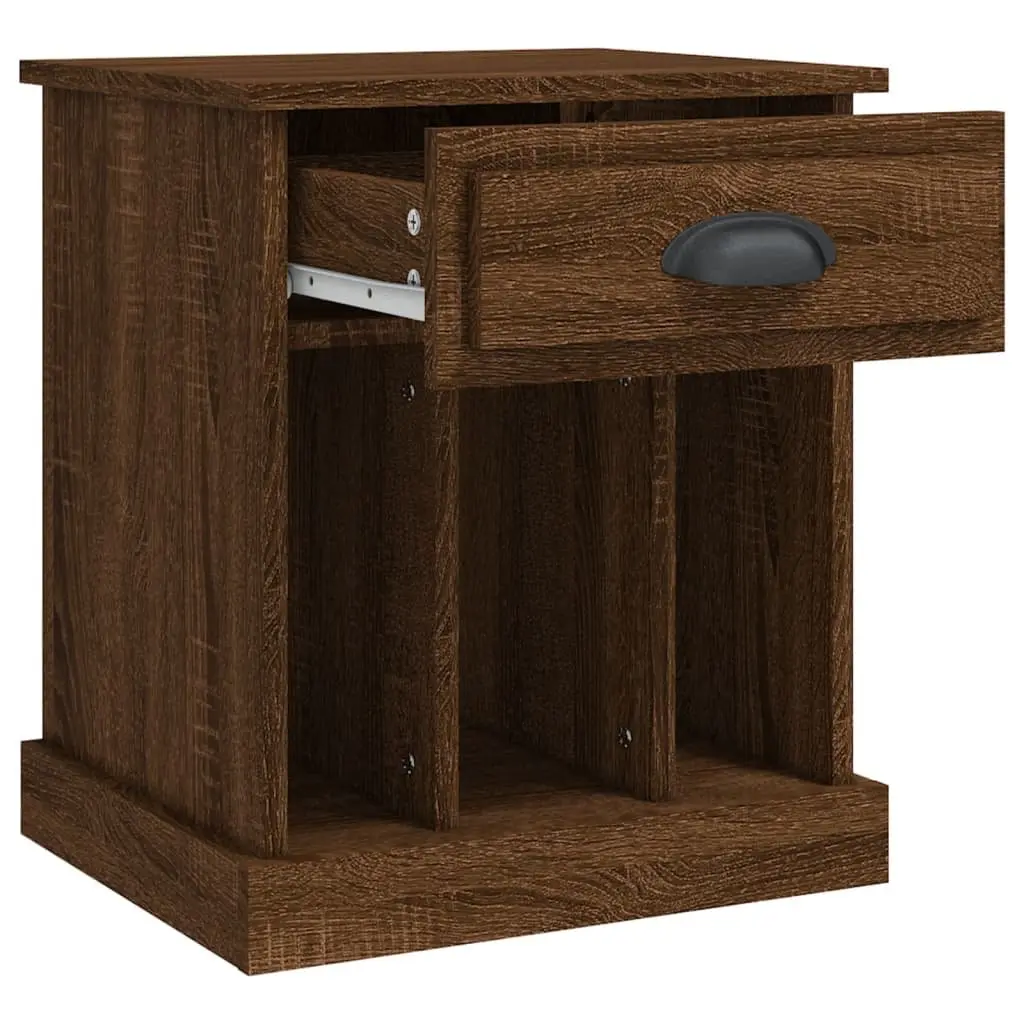 Bedside Cabinet Engineered Wood 43x36x50cm Brown Oak Nightstand Drawer Storage Compartments