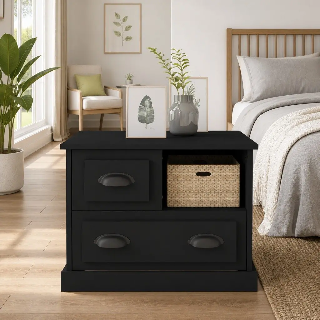 Bedside Cabinet Engineered Wood 60x39x45 Black