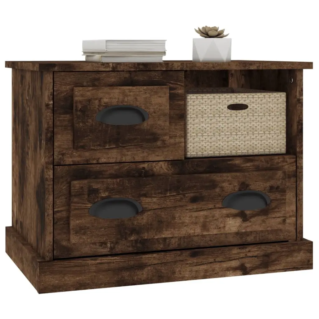 Bedside Table Engineered Wood Brown 60 x 39 x 45 cm Storage Cabinet with Drawer Compartment