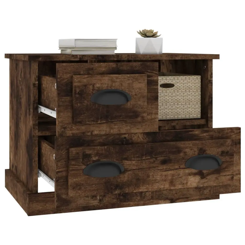 Bedside Table Engineered Wood Brown 60 x 39 x 45 cm Storage Cabinet with Drawer Compartment