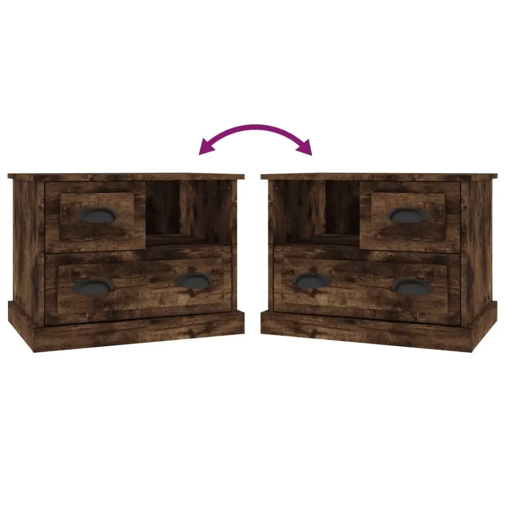 Bedside Table Engineered Wood Brown 60 x 39 x 45 cm Storage Cabinet with Drawer Compartment