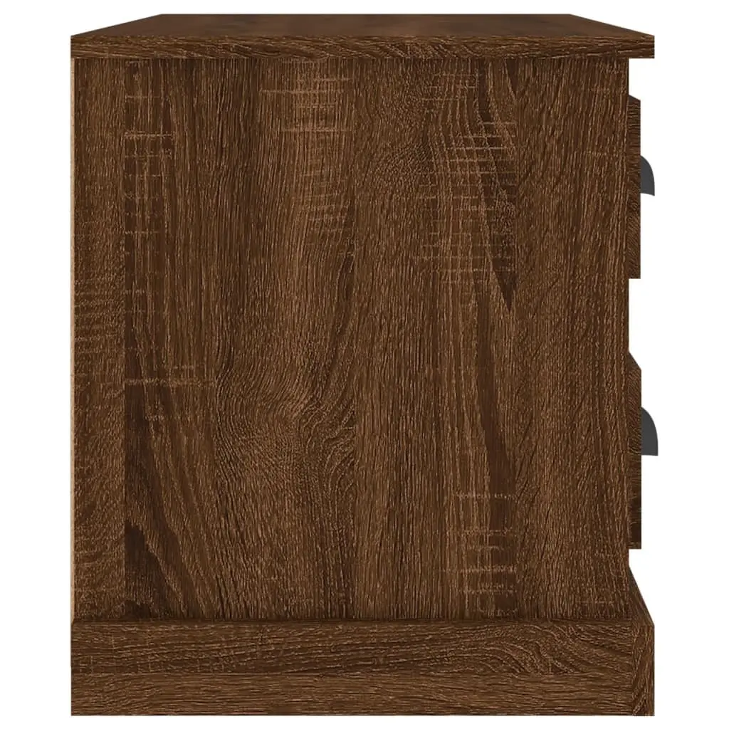 Bedside Cabinet Engineered Wood 60x39x45cm Brown Oak Storage Table with 2 Drawers for Bedroom Use
