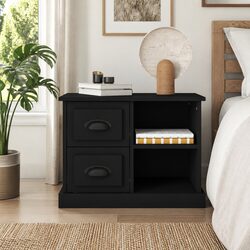 Black Nightstand with Two Drawers for Easy Access