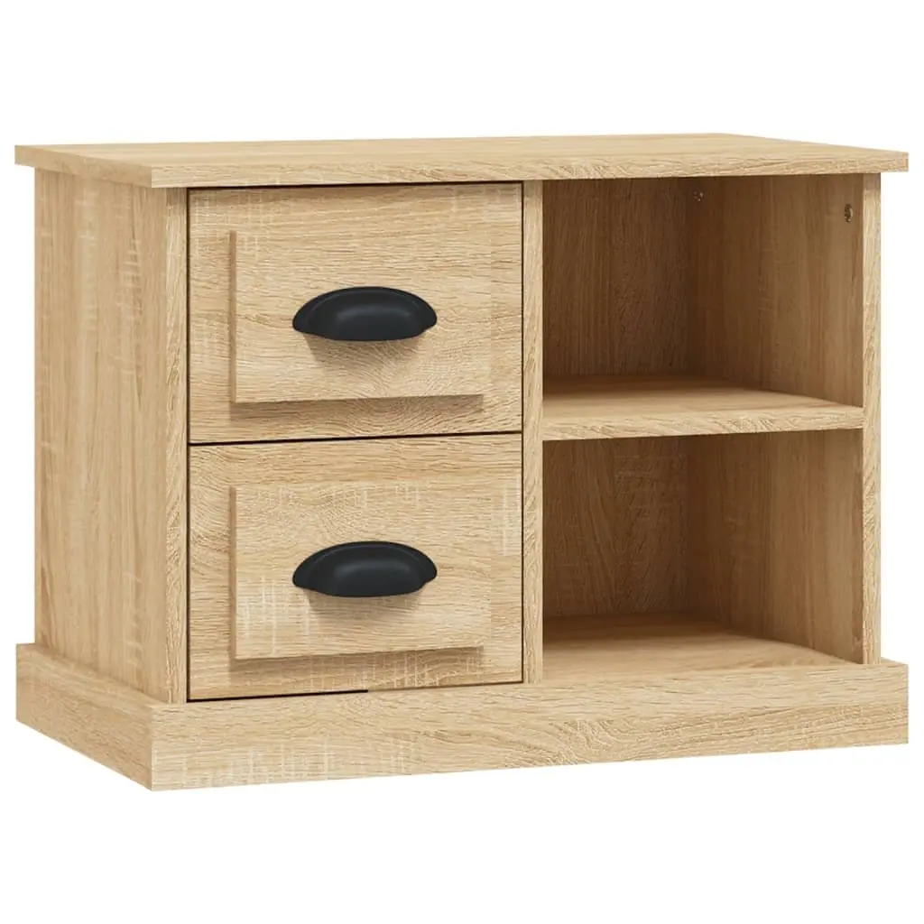 Bedside Cabinet Engineered Wood Brown 2 Drawers 2 Compartments