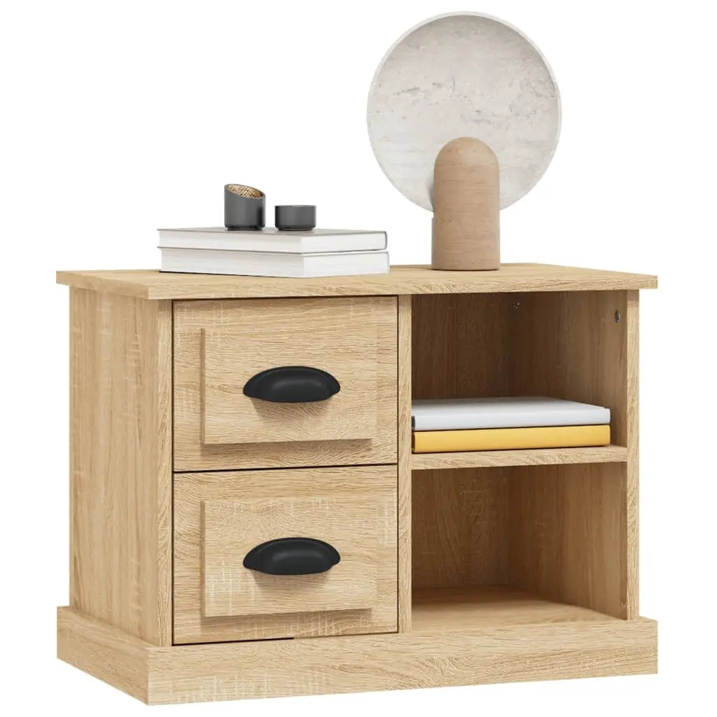 Bedside Cabinet Engineered Wood Brown 2 Drawers 2 Compartments